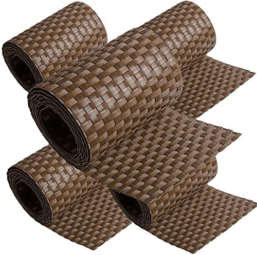 5 strisce frangivista in polyrattan per recinzioni a doppia asta, rattan sintetico, 19, 255 cm, colore marrone