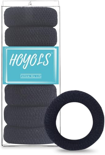 HOYOLS Grandi elastici per capelli spessi, morbidi elastici per coda di cavallo in cotone senza cuciture, resistenti senza danni, per donne e ragazze, elastici per capelli senza tirare