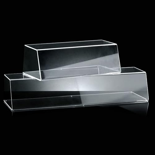 Vetrina da banco in plexiglass trasparente per alimenti H 30 cm aperta o chiusa su 3 lati disponibile con o senza sportello