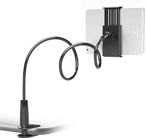 VENQI Gooseneck Tablet Holder,Tablet Stand for Bed Gooseneck Mount Flexible Arm 360 Clip,Flexible Arm Clip Tablet Mount Compatible with iPad Mini Pro Air, Switch, Samsung Galaxy Tabs,More 4.7-10.1