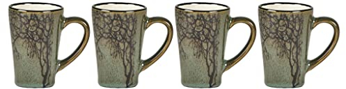 Villa Collection Hela Set de 4 tasses à espresso, petites tasses/tasses à café pour espresso, avec anse, en faïence/céramique, diam. 5,5 cm, hauteur 8 cm, 10 cl, vert