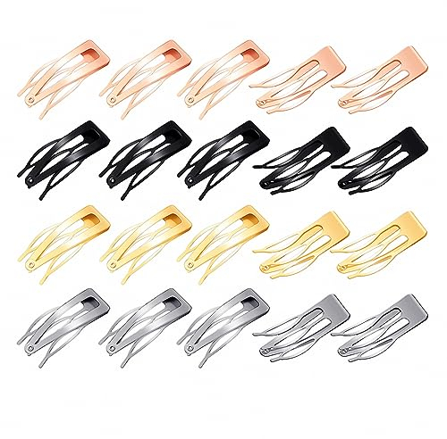 XPEX 20 Piezas Clips De Pelo De Doble Agarre, Metal y Pinzas A Presión Para Producción y Fabricación De Cabello (4 Colores)