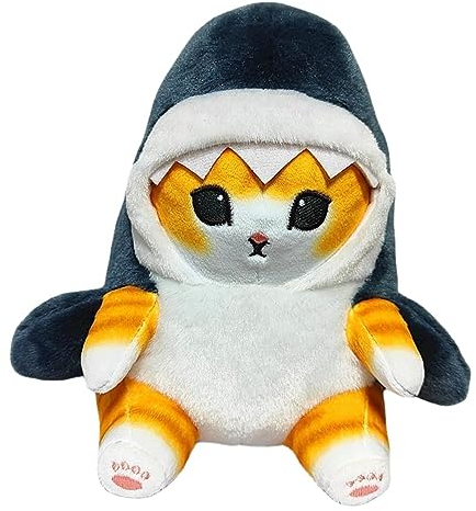 EHOTER Shark Cat Plüschtier Kawaii Katze Kuscheltier Shark Cat Gefüllte Plüschpuppe Weiche Plüsch Katze Stofftierpuppe Anhänger Geschenk Dekoration Spielzeug für Halloween Weihnachten