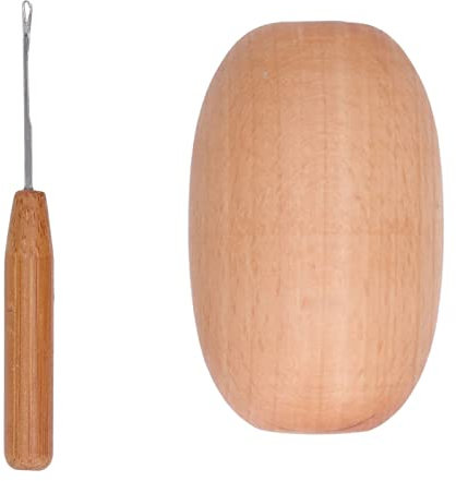 Stopf-Ei, Stopf-Ei aus Holz, Stopf-Ei für Socken, Stopf-Zubehör-Set aus Holz mit Nadel, Mini-Stopf-Webstuhl für die Heimwerker-Nähpflege