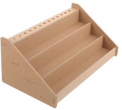 NUOBESTY Wooden Paint Rack for Craft Storage – Desktop Organiser for Paint Bottles, Brushes & Art Supplies – Space-Saving Stand with Polished Edges for Home or Studio Use