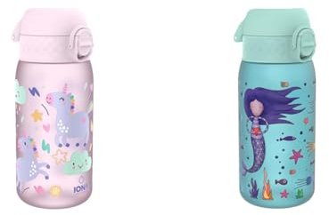 ion8 Kinder Trinkflasche, 350ml, Auslaufsicher, Einhandöffnung & Kinder Trinkflasche, 350ml, Auslaufsicher, Einhandöffnung