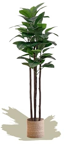 Maia Shop | Ficus | Gummibaum | Kunstpflanzen | Künstlicher Baum | Maße: 180 x 65 cm | Künstliche Pflanzen | Fake Plant | Plastik Pflanze | Deko | Deko Wohnzimmer