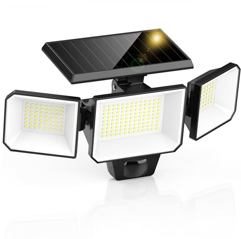 FOMYHEARD Lampe Solaire Exterieur Detecteur de Mouvement, 229 LEDs Lumiere Solaire Exterieur, 3 Modes Eclairage Angle 270° Tête Pivotante, IP65 Étanche Projecteur Solaire Exterieur pour Jardin