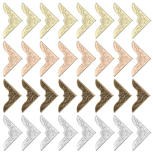 Abeillo 100 Stück Buchecken Metall, Buch Eckenschutz, Vintage Stil Buchecken Kantenschutz, Buchecken Schutz, Fotoecken Buch Eckenschutz für Fotoalbum Notizbuch Menüs Alben