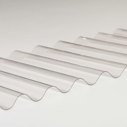 1x Lichtplatte Lichtplatten Wellplatte 110x100 cm Dicke 2 mm PVC Welle 177/51 Wellen klar als Reparatur Ersatz 100 cm lang 5 cm hoch 110 cm breit