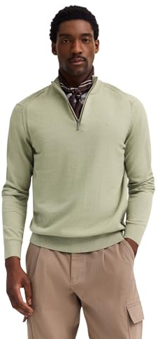 bugatti Maglione da Uomo Troyer, Colletto Alto, in Cashmere, vestibilità Regolare, 130-muschio, L