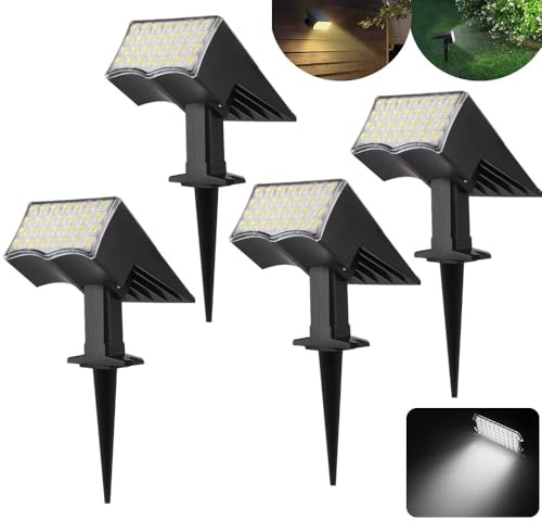 JBdusn Solar spotlight kallvit, 4 Piece Utomhus Solar Lampor 28 LED soldrivna vägglampor, IP65 Vattentät utomhus 2-i-1 soldrivna vägglampor för Balkong Terrace Pavement House