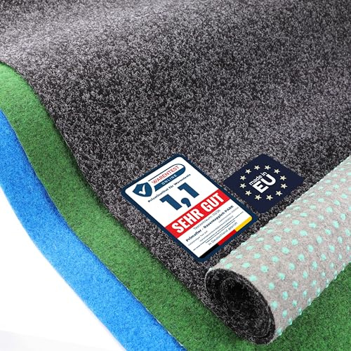 Primaflor Rasenteppich Park Anthrazit 133 x 300 cm | 8 mm | UV-stabilisiert | wasserdurchlässig | Noppenrücken | schnelltrocknend | Rasenteppich nach Maß | Outdoor Bodenbelag für Eingang und Flur