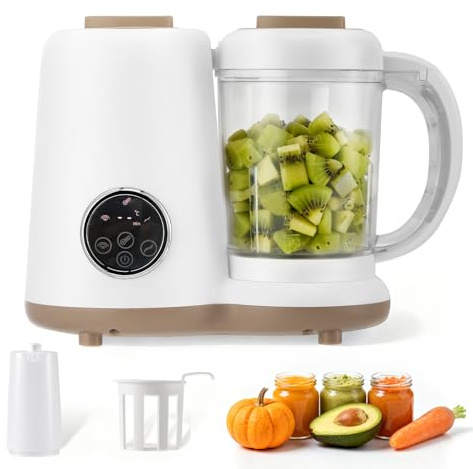 Baby Food Maker, All-in-one Baby Food Processor Steamer Blender Warmer & Sterilizer, 1000ml Food Puree Maker with 650ml Steam Basket for Fruit, Vegetables, Beef, Chicken, Fish