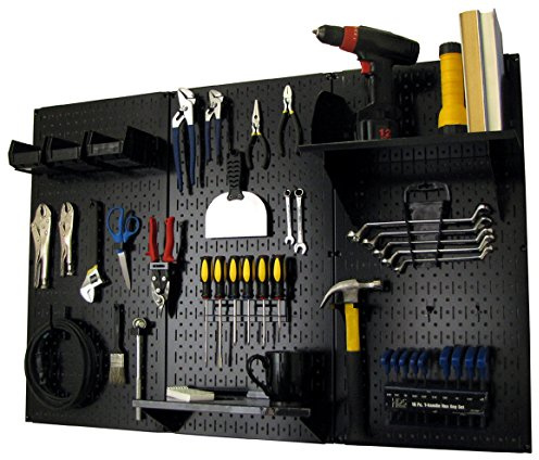Wall Control Pegboard Organizer 4 ft. Metal Pegboard Standard Tool Storage Kit with Black Toolboard and Black Accessories