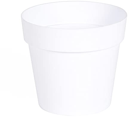EDA - Pot de Fleur Rond Toscane Ø 15 cm - Volume 1,6 L - Ø 15,3 x H.13,7 cm - Blanc