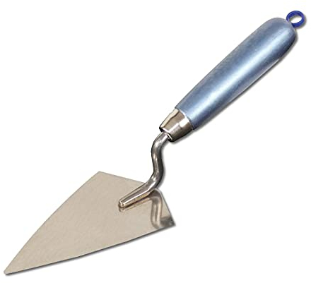 DEWEPRO® Spitzkelle Hamburger Form - Putzkelle mit Edelstahlblatt 140x80mm - Spachtelkelle - Maurerkelle mit lackiertem Holzgriff - Stuckateurkelle