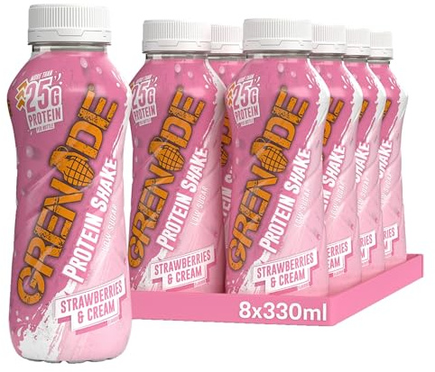 Grenade High Protein Shake, 8 x 330 ml - Strawberries and Cream (Packaging May Vary)