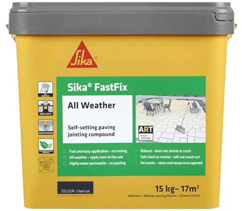 Sika FastFix All Weather Self-Setting Paving Jointing Compound – Ready to Use – No Mixing Required - Charcoal – 15kg – 17 sq. m