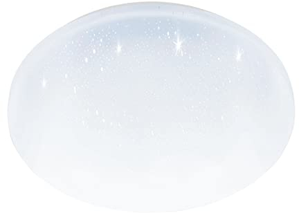EGLO Lampada da soffitto a LED Pogliola-S, Ø 31 cm, lampada da soffitto in cristallo, lampada da bagno in acciaio e plastica, lampada da bagno in bianco, bianco neutro, IP44
