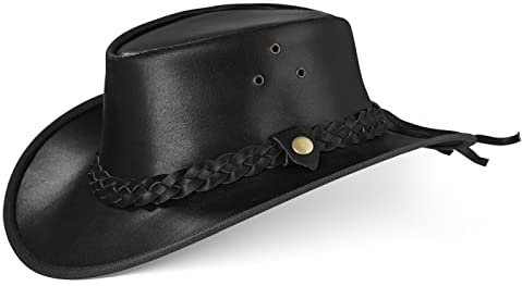 Black Forest Fox® Texas Western Reiten Cowboy Leder Hut (Black, L)