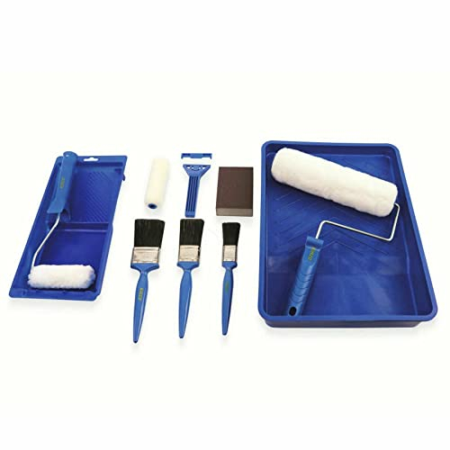 GEEZY 12 Pcs Paint Brush Roller Tray Set Decorating Painting Wall Renovation Kit Paint Supplies And Tools Interior Painting