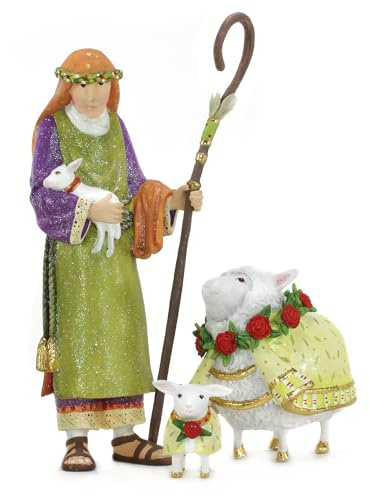MACKENZIE-CHILDS Patience Brewster Nativity Figurine, Christmas Nativity Home Decor, Shepherd and Sheep