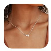 Chriscoco Kette mit Buchstabe 𝐒𝐢𝐥𝐛𝐞𝐫 𝟗𝟐𝟓 Halskette mit Buchstaben Gold/Silber Kette Damen Hypoallergene Herzkette Anfangsbuchstaben Silberkette damen - Mit Schmuckschatulle