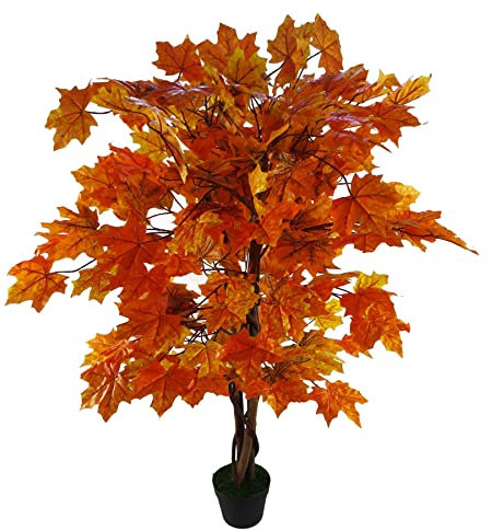 Leaf 125cm Artificial Maple Acer Tree - Potted in Black Plastic Pot Design UK