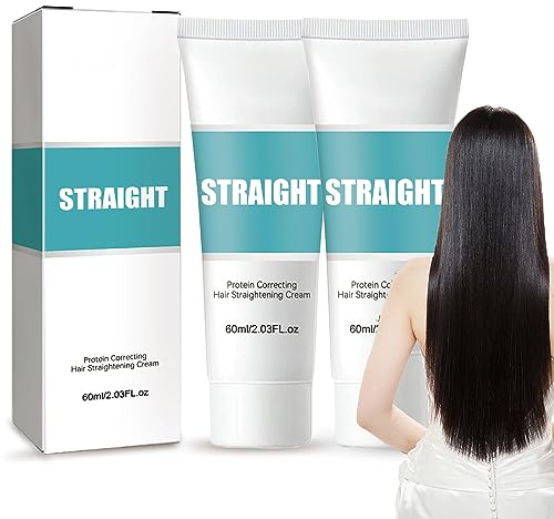 Dyceittdia 2PCS Protein Hair Straightening Cream,Crema Alisadora De Proteinas,Repara el cabello,Crema alisadora para cabello rizado,Adecuado para todo tipo de cabello,60ml*2PCS