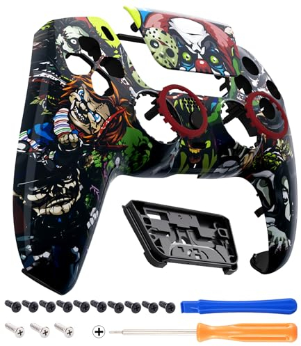 eXtremeRate LUNA Redesigned Front Shell Touchpad Compatible with ps5 Controller BDM-010 020 030 040 050, Scary Party Replacement Custom Touch Pad Cover Compatible with ps5 Controller