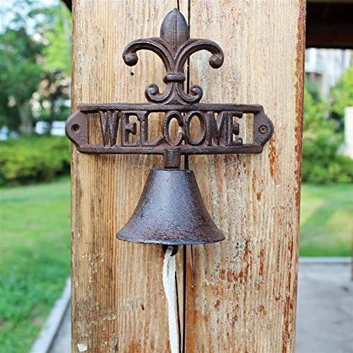 Skipdr Manually Shaking Doorbell Cast Iron Wall Bell Wall Mounted Chimes Welcome Entry Door Bell, Antique Doorbell Hand Bell for Decoration, Front Door, Interior, Exterior Decor, 21.5 * 11.5 * 23cm