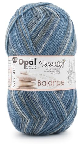 Opal Beauty Balance 4-fädige Pullover-/Sockenwolle mit Edelweißextrakt u. Vitamin E,100g/425m, 75% Schurwolle (Superwash) 25% Polyamid (11401 grenzenlose Weite)