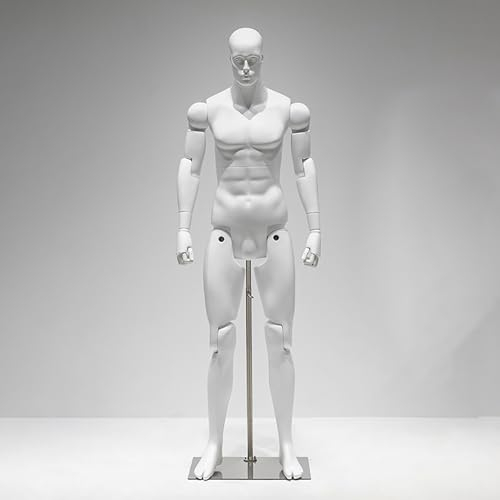Manichino Manichino Seduto Snodabile Giocattolo a Grandezza Naturale per Tutto Il Corpo, Manichino per Indumenti Corporei con Base in Metallo, Espositore Modello Realistico per Negozi ( Color : White