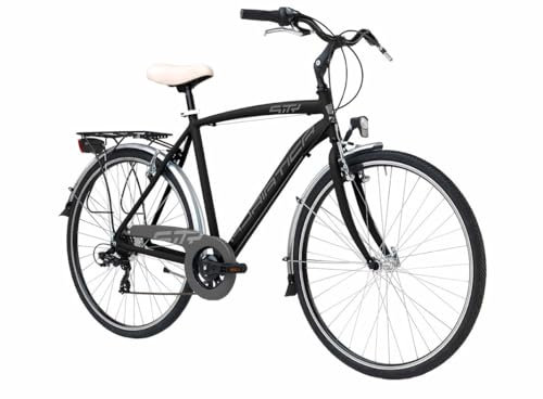Adriatica Bazam - Bicicleta Touring para hombre de 28 pulgadas, City-Trekking Sity 3, cambio de 18 velocidades, cuadro de aluminio, talla 50, negro mate
