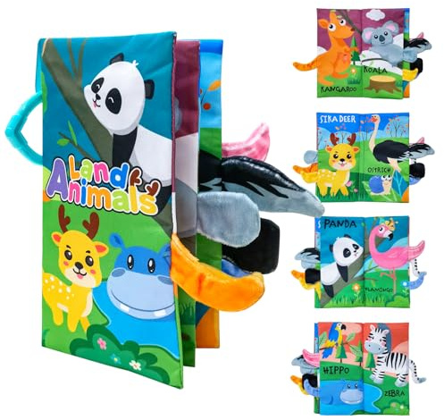 LUHOCIY Libri di Stoffa per Neonato, Adatto a Promuovere Lo Sviluppo Cerebrale/Il Riconoscimento dei Colori/la Coordinazione Occhio-Mano nei Bambini (Zoo)