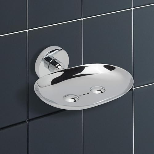 IPEA Portasapone Adesivo da Parete in Metallo - Non Necessita Foratura - Design Moderno - Porta Sapone da Muro da Incollare in Bagno, Doccia, Cucina, Casa - Porta Saponetta o Spugna - Autodesivo