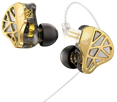keephifi CCZ MC04 IEM, In Ear Auriculares con Conector de 3.5 mm Desmontable Cable OFC Plateado, In Ear Monitor Driver Híbrido de 10mm 1DD+1BA, Auriculares Intraurales con latencia Cero para DJ