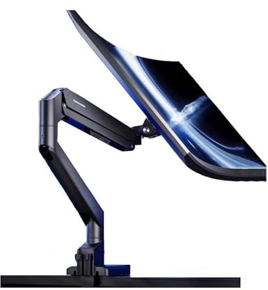 Monitorarm, skrivbordsfäste, justerbart monitorfäs Justerbar gasfjädermonterad monitorarm for skrivbord, 17-32 tums skärmar - Enkel monitorfäste, stöder upp till 19,8 kg,