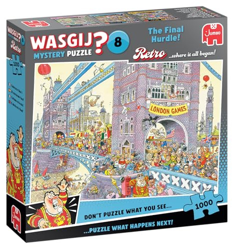 Wasgij Retro Mystery 8 - Die letzte Hürde! - 1000 Teile, Wimmelbild Puzzle für Erwachsene, Escapepuzzle