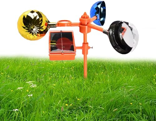 Ruwshuuk Repelente De Aves Solar - Dispositivo Solar Reflectante Con Sonidos Para Aves | Suministros De Jardín Para Porche Jardín Barca Granja Sendero Suelo Patio Trasero Patio
