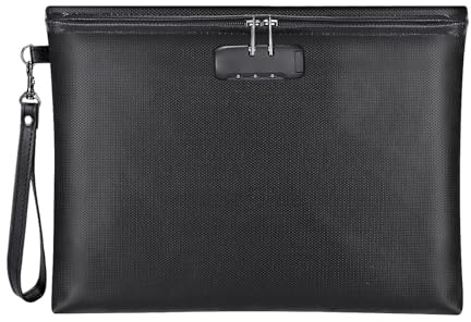 Wixovo Feuerfeste Dokumententasche (28x19 cm 4200℉), Feuerfeste Geldtasche mit Schloss,Tresor feuerfeste Wasserdicht Tasche, Feuersichere Dokumententasche für Passport Rechnungen Scheine und Kleing