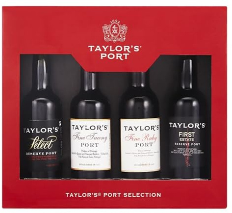 Taylor’s Port Selection Gift Set – 4 x 5cl Miniatures: Fine Ruby, Fine Tawny & First Estate – Ideal Christmas or Birthday Present by Blue Tree Gifts
