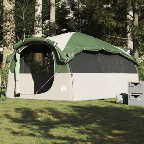 Tente Tunnel familiale 6 Personnes imperméable, Polyester avec revêtement PU, Double-Toit Amovible, Montage Facile avec poteaux en Fibre de Verre, E-Port pour câble électrique,