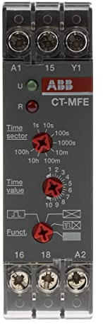 ABB Zeitrelais, DIN-Schienen, 0.05 s → 100h, 24 → 240V ac/dc, 1 Kont. Multifunktion, 1-poliger Wechsler