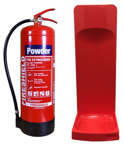 FireShield 9kg ABC Powder Fire Extinguisher & Single Fire Extinguisher Stand