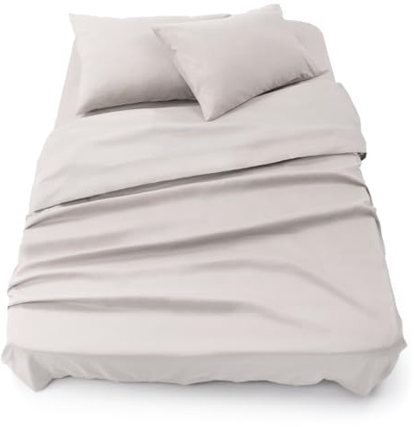 Blumtal Juego de Sábanas - Set de 4 Piezas, Sábana Bajera Ajustable Cama 160, Encimera 240x275 + 2 Fundas de Almohada 50x80cm, Gris Claro de Luna