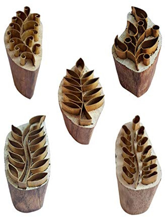 Royal Kraft Foglia Ottone legno Stampa Timbri (Set di 5) Per Blocchi stampa su Argilla, Ceramica, Tessuto BHtag0070