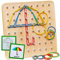 Panda Brothers Holz Geobrett - Montessori Spielzeug, Geometrie Lernspielzeug Geoboard Grundschule, 30 Musterkarten, 40 Gummibänder zum Erstellen von Figuren & Formen, Montessori Spielzeug ab 3 Jahre