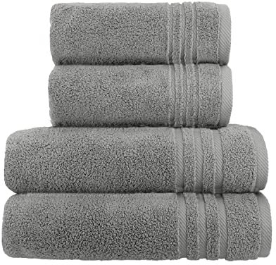 La Vida Premium Handtuch-Set 4-teilig Anthrazit, 100% Frottee-Baumwolle, 480g/m², weich und saugstark, fürs Badezimmer, Oeko-Tex 100 Zertifiziert, 2X Handtuch + 2X Duschtuch